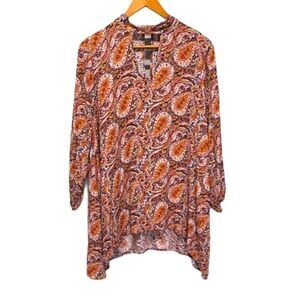 Karlie Orange Pumpkin Tunic Blouse size Small‎